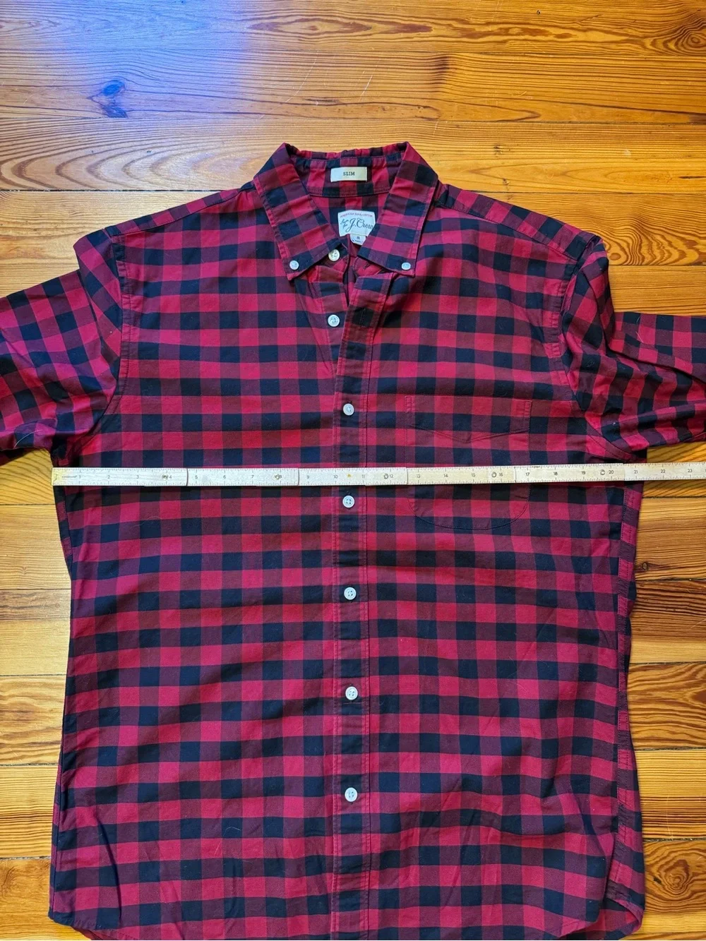 J. Crew Men’s Red and Black Buffalo Check Button-Down Shirt